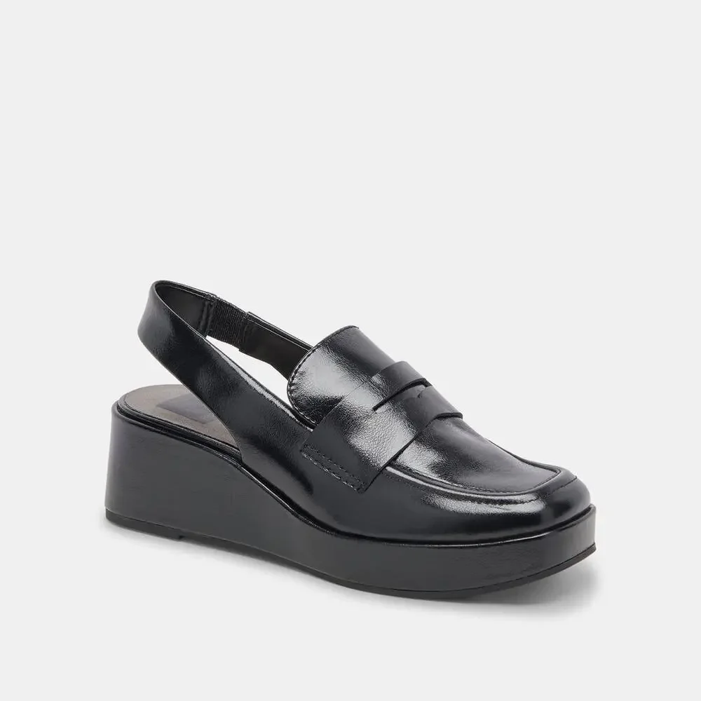 Dolce Vita Nada Black Crinkle Patent Loafer 9